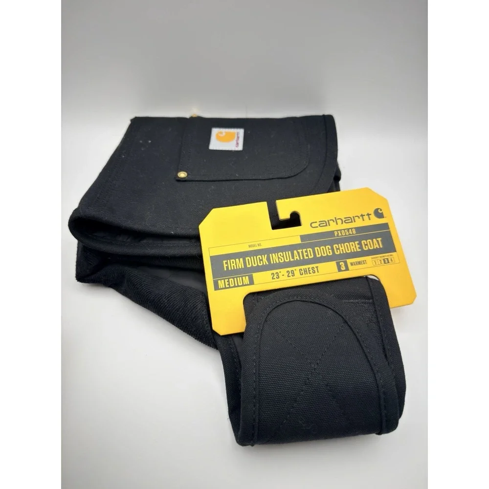 Firm Duck Insulated Dog Coat, Durable, Weather Resistant, Black, Medium